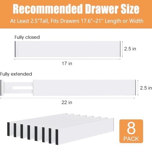Bamboo Drawer Dividers, Adjustable Drawer Organizers, Fits 17.6–21" Drawers - Image 3