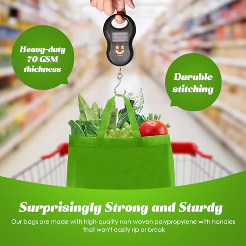 Reginary 50 Pcs Reusable Tote Bags Shopping Bags Non Woven, Green Fruit - Image 6