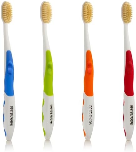 MOUTHWATCHERS Dr Plotkas Soft Bristle Flossing Toothbrush Manual Soft Toothbrush for Adults, Ultra Clean, Good for Sensitive Teeth and Gums, Variety 4 Pack, Colors May Vary by Mouthwatchers