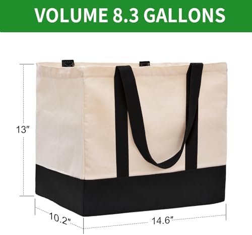 Large Canvas Tote Bag for Women, Shopping Bags for Groceries with Pockets - Image 5