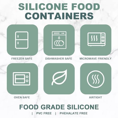 Vesici 9 Pcs Silicone Food Storage Containers Collapsible Reusable Small Containers with Lids Bpa Free for Christmas Party Snack Camping Lunch Bento Box (6.7oz, 10oz, 20oz) Green Blue Yellow - Image 3