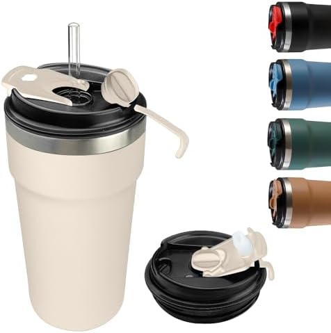 SPLMIFA Travel Coffee Mugs Leak-Proof, Reusable Coffee Cups with Lids, Stainless Steel Vacuum Insulated Coffee Tumblers, Thermal Insulation Cups for Men and Women Hot & Cold Drinks(4th-White, 16OZ) by SPLMIFA