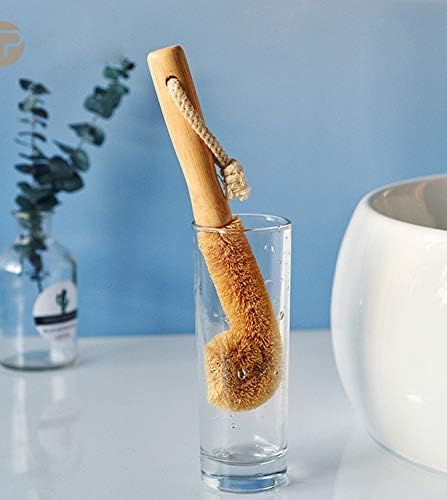 1Pcs Long Handle Scrubber with Bamboo Handle and Coconut Fibers Bristles Cleanning Brush for Glass Bottle Cup Winebottle Kitchen Home - Image 2