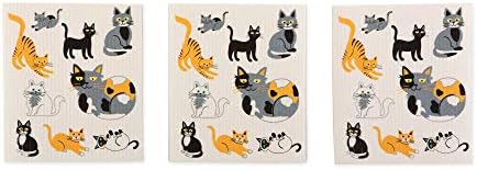 DII Swedish Dishcloths for Kitchen & Cleaning, Reusable, Machine Washable & Dishwasher Safe, Biodegradable, 7.75 x 6.75, Cats Everywhere!, 3 Piece - Image 2