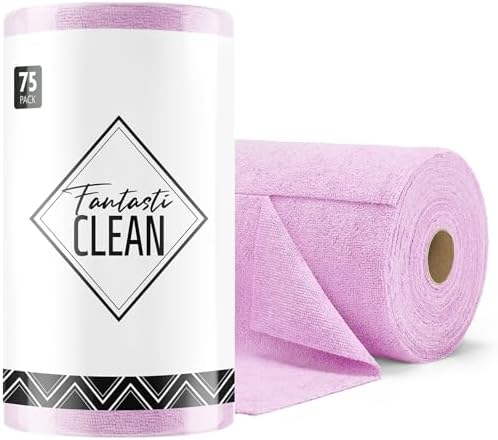Fantasticlean Microfiber Cleaning Cloth Roll-75 Sheets, 12" x 12" (Purple) by Fantasticlean