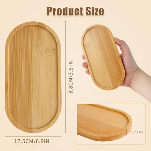 6Pcs Bamboo Tray for Bathroom, Small Wooden Trays Decorative for Candle - Image 2
