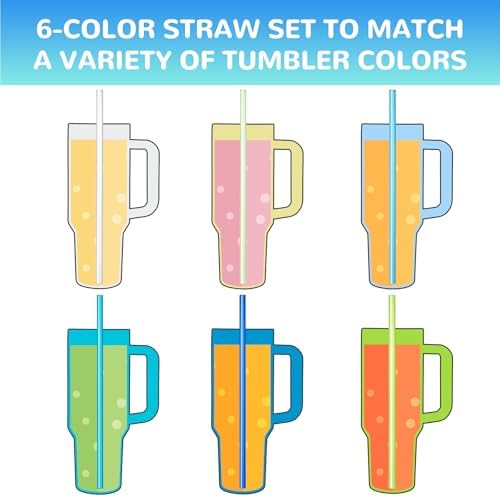 NiHome 12-Pack Plastic Reusable Straws Fit for Stanley 40 30 64 oz Tumbler - Image 4