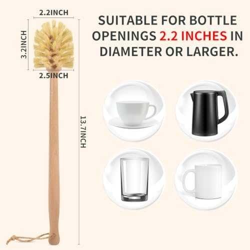 DEBETOOL 2-Pack Wooden Bottle Brush with Sisal Bristles - Image 2