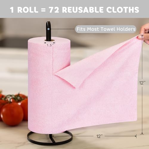 Matthew Microfiber Cleaning Cloth Roll 72Pack (12" x 12") Reusable Paper Towels&Washable Tear Away Towels,Ultra Water Absorbent Lint&Streak Free Cleaning Rags for Glass,Dishwash,Bathroom,Cars-Red - Image 5