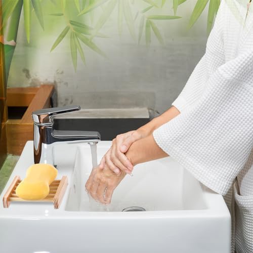 Amyhill 50 Pcs Bamboo Soap Dish Bulk Soap Holder Draining, Charcoal Color - Image 3