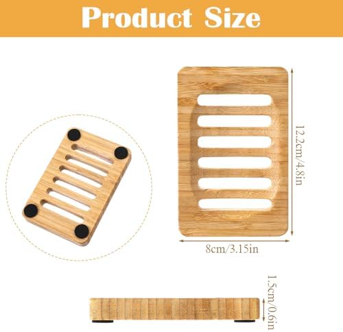 2 Pack Wood Soap Dish for Shower, Natural Wooden Bar Soap Holder - Image 2