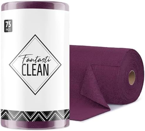Fantasticlean Microfiber Cleaning Cloth Roll-75 Sheets, 12"x12"(DeepPurple) by Fantasticlean