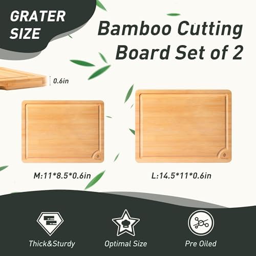 Bamboo Cutting Board Set Non Slip Feet Over Sink Chopping Board Christmas Xmas Birthday Day Gifts Ideas Grandmother Gigi Granny Nana Glamma Mawmaw Yaya Abuela Abuelita Mamaw Mimi Nonna Oma Meme - Image 2