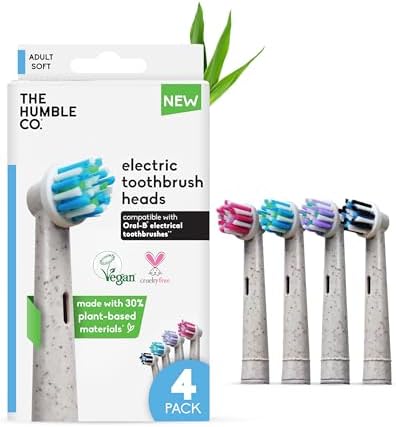 The Humble Co. Bamboo Electric Toothbrush Heads, Soft Bristles (4 Pack) by TheHumbleCo