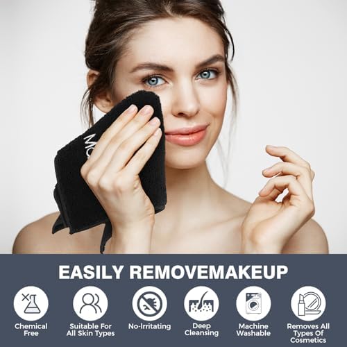 GLIMGLINT Makeup Remover Wash Cloths 5 Pack – Soft Black Makeup Towels - Image 5