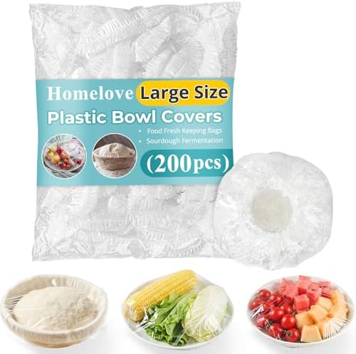 Homelove 200pcs Bowl Covers Bread Proofing - Large Plastic Wrap for Food Sourdough Bread Baking Rising Elastic Reusable Plate Covers Outdoor Food Fresh Keeping Bags Shower Cap Hair Deep Conditioning by Homelove