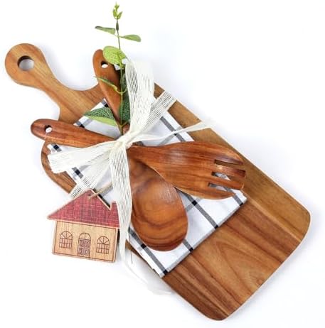 The Perfect Housewarming Gift! Wooden Cutting Boards Set with Utensils & Napkin - Charcuterie, Cheese, Serving Tray for New Home, Kitchen Decor by SlopHaul