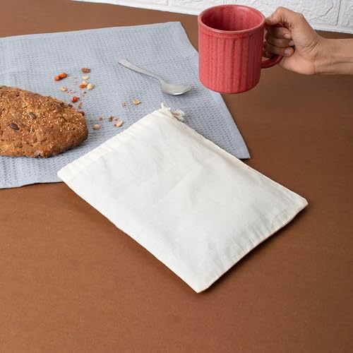 Reusable Cotton Produce Bags, Drawstring Washable, Pack of 6 - Image 4