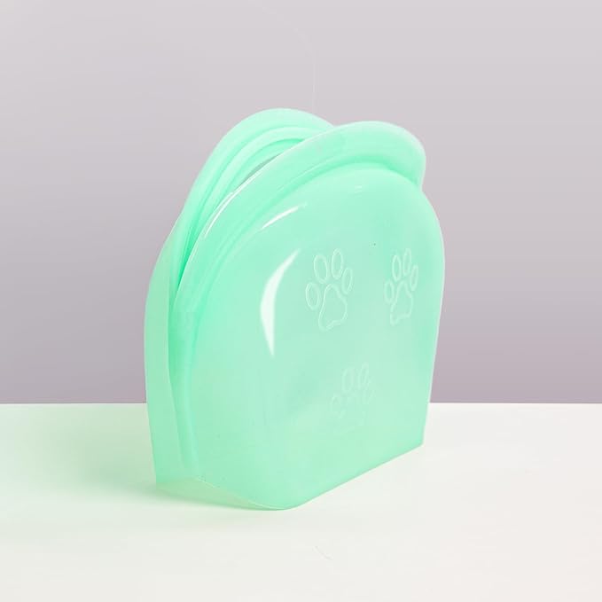 SnapPack Premium Silicone Reusable Pet Storage Stand-Up Bags, Pet Duo Set, Microwave, Dishwasher, Oven and Freezer Safe, BPA Free, Leak-free, and Eco-friendly (Single - Teal 1000ml)