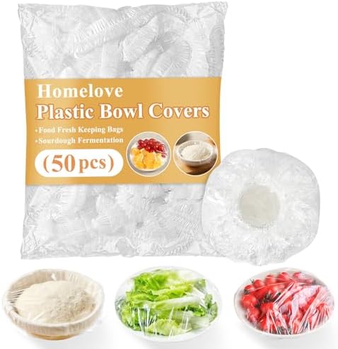 Homelove 50pcs Bowl Covers Bread Proofing - Plastic Wrap for Food Sourdough Bread Baking Rising Elastic Reusable Plate Covers Outdoor Food Fresh Keeping Bags Shower Cap Hair Deep Conditioning by Homelove