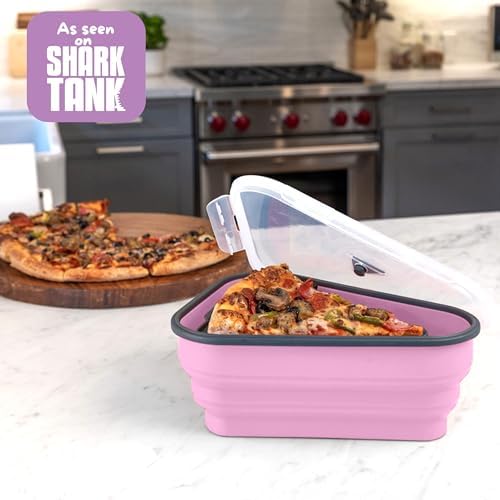PIZZA PACK The Perfect Reusable Pizza Storage Container with 5 Microwavable Serving Trays - BPA-Free Adjustable Pizza Slice Container to Organize & Save Space, Pink - Image 5