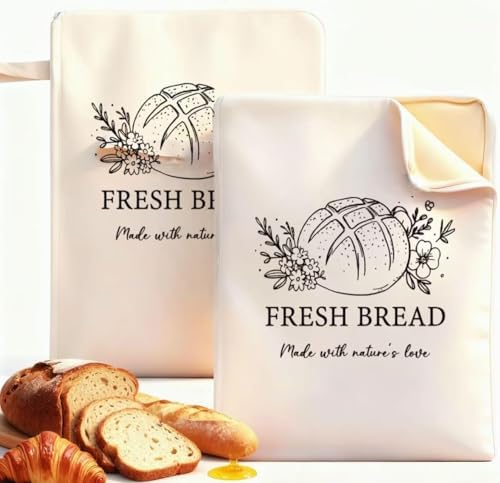 Sourdough bread Bags for Homemade Bread-2 Pack XL Reusable Beeswax Bread Bags for Homemade Bread Freezer & Refrigerator 17"×13" Natural Beeswax-Lined Cotton Food Storage Bags to Keep Fresh yellow by Unknown