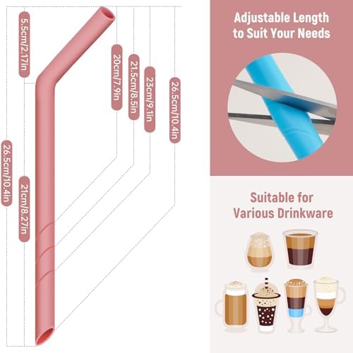NiHome 6 PCS Extra Wide Reusable Bent Silicone Straws for Boba & Smoothies - Image 4