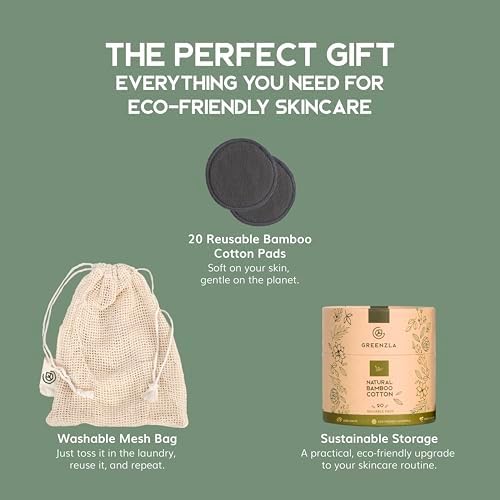 GREENZLA Reusable Makeup Remover Pads | 20 Pack | Bamboo Charcoal - Image 2