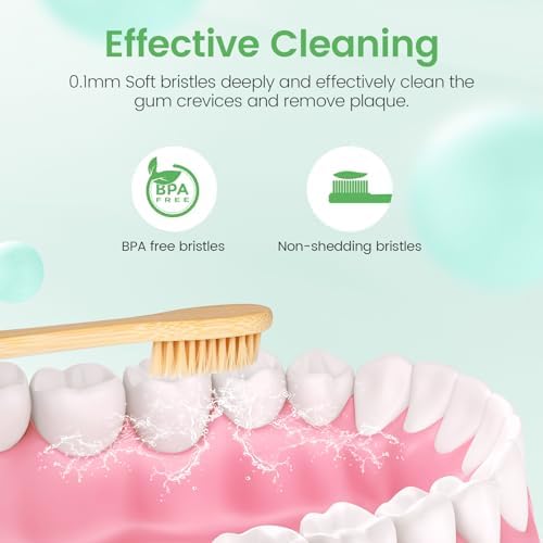 Daletu Bamboo Toothbrushes Soft Bristles 10 Pack, Biodegradable BPA Free Soft Bristles Toothbrushes for Adult, Eco-Friendly, Natural Wooden Organic Toothbrush - Image 2
