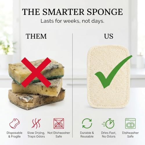 Truly Free Natural Cleaning Sponges - 4.4x2.8in - Pack of 3 - Image 2