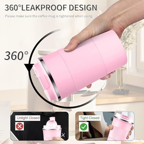 Insulated Travel Coffee Mug, Stainless Steel Coffee Cup with Leakproof Lid - Image 4