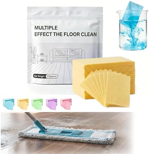 120 Pack Multi-surface Floor Cleaning Tablets, Water Soluble Floor Cleaner Sheets for Mopping Hardwood, Floors, Wall Tiles, Glass, Just Drop In Water, No Measuring (Yellow-120) by Unknown