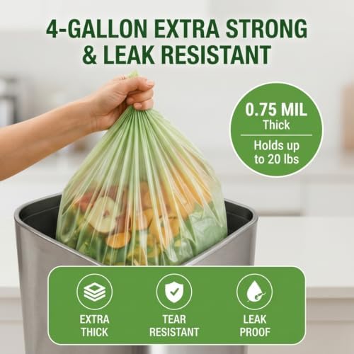 OrangeBio 4 Gallon Compostable Trash Bags, 100 Count, BPI Home Certified - Image 3