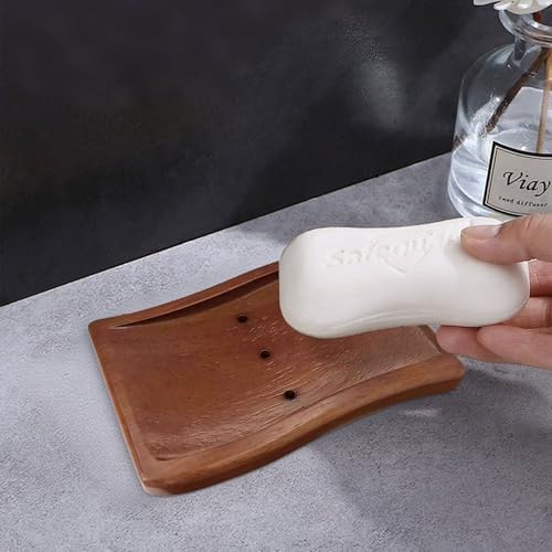 Aoheuo Soap Holder,Soap Dish for Shower, Walnut, 5.3 inches Long, 3.5 inches Wide, 0.6 inches High, for Kitchen, Bathroom, and Bar Sinks - Image 5