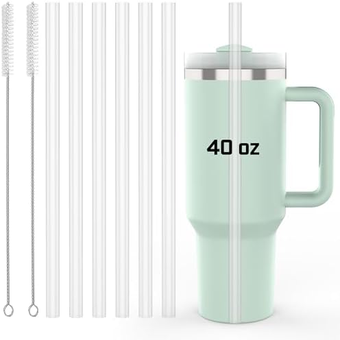6 Pack Stanley Straws for 40 oz Tumbler - Stanley Replacement Straw with 2 Cleaning Brushes, Reusable BPA-Free Plastic, 40 oz Tumbler Accessories by Unknown
