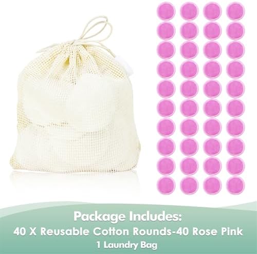 wegreeco 40 Pack Reusable Makeup Remover Pads, Washable Reusable Cotton Rounds Pads for Face, Makeup Remover Cloths for All Skin - (Rose Pink) - Image 2