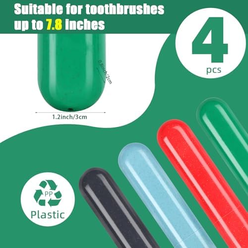 Hooqict 4 Pack Travel Toothbrush Case Portable Travel Toothbrush Holder Plastic Toothbrush Container Protector Cover for Traveling, Camping, Home, School, Business - Image 4