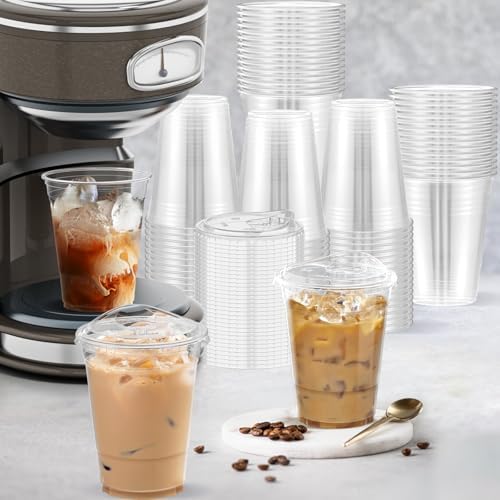 Dealusy 100 Pack - 16 oz Clear Plastic Cups with Sip Lids - Image 6