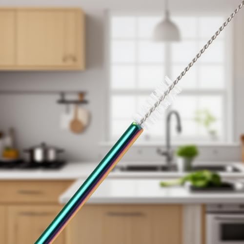 Lazycorner 10 Pcs Metal Straw Reusable 8.5" 6mm Stainless Steel Straws,20oz-32oz, Colorful Drinking Straws with Silicone Tips, 4 Straw Cleaner Brush, 1 Travel Case - Image 4