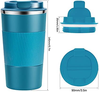 YINJOYI 12oz Travel Coffee Cups Insulated Tumbler Thermal Mug to Go with Lid Leak Proof Reusable Stainless Steel Coffee Mug Spill Proof for Hot and Iced Cold Drinks (Blue, 380ml) - Image 4