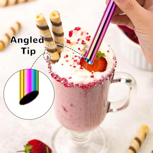 NiHome 4-Pack Stainless Steel Straws for Boba, Smoothie, 10.4” Metal Straws - Image 3