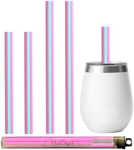 Reusable Drinking Straws + Case – Fits 8–20 oz Cups/Tumblers – Soft, BPA-Free, Food Grade, Oval (Less Pucker) – DW | MW Safe – Hot/Cold Coffee/Tea/Water/More - Made in USA, 2 Small & 2 Medium by BrilliBaby