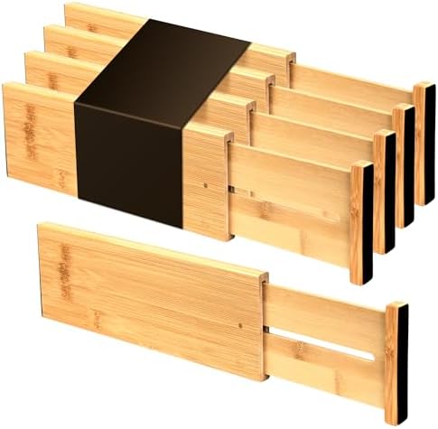 Utoplike Bamboo Drawer Organizer, 4" H Dresser Drawers Dividers for Clothes by Utoplike