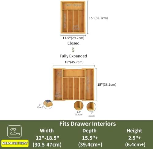 Utoplike Bamboo Cutlery Silverware Tray, Small Utensils Drawer Organizer - Image 3