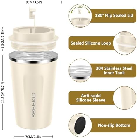 CS COSDDI 12 oz Coffee mug - Stainless Steel Coffee Cup with Leakproof Lid - Image 3