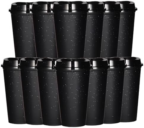 16oz Reusable Plastic Coffee Cups with Lids, 13 Pack by Ankeli%26Lt
