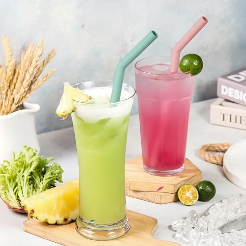 NiHome 6-Pack Wide Reusable Bent Silicone Straws for Smoothies, Milkshake - Image 7