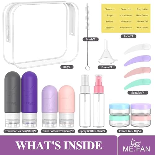 ME.FAN 18 Pack Travel Bottles for Toiletries, TSA Approved, Purple - Image 2