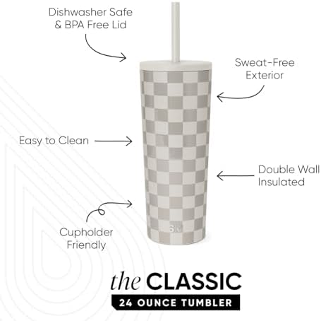 Simple Modern Iced Coffee Tumbler, Insulated | 24oz | Checkered - Image 2