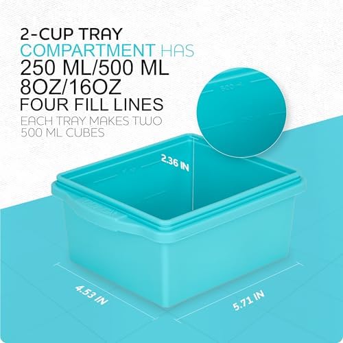 Xomoo 2 Cup Silicone Freezer Trays with Lids, Silicone Soup Freezer Molds - Leakproof, BPA-Free, Stackable, Microwave & Dishwasher Safe, Perfect for Soups, Sauces, Meal Prep, and Baked Goods - 4 Pack - Image 6